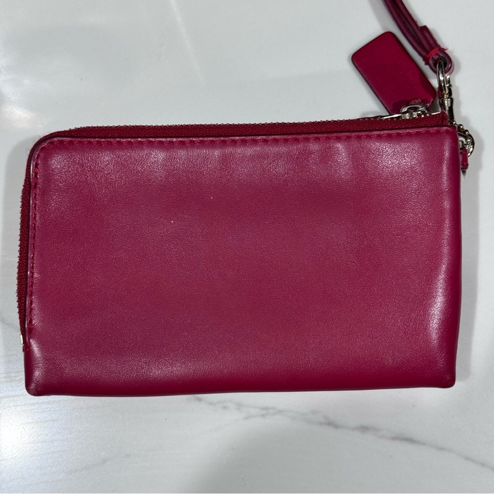 Coach • Wristlet Wallet • Red/Burgundy • Corner Zipper - Picture 4 of 15